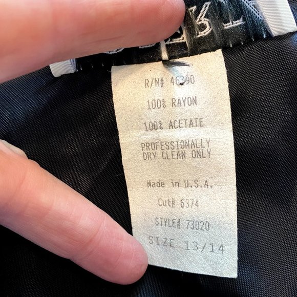 Roberta Evening Gown 13/14 Black Velvet Lace Sheath V-Neck Long‎ Slit Vintage - Picture 10 of 11